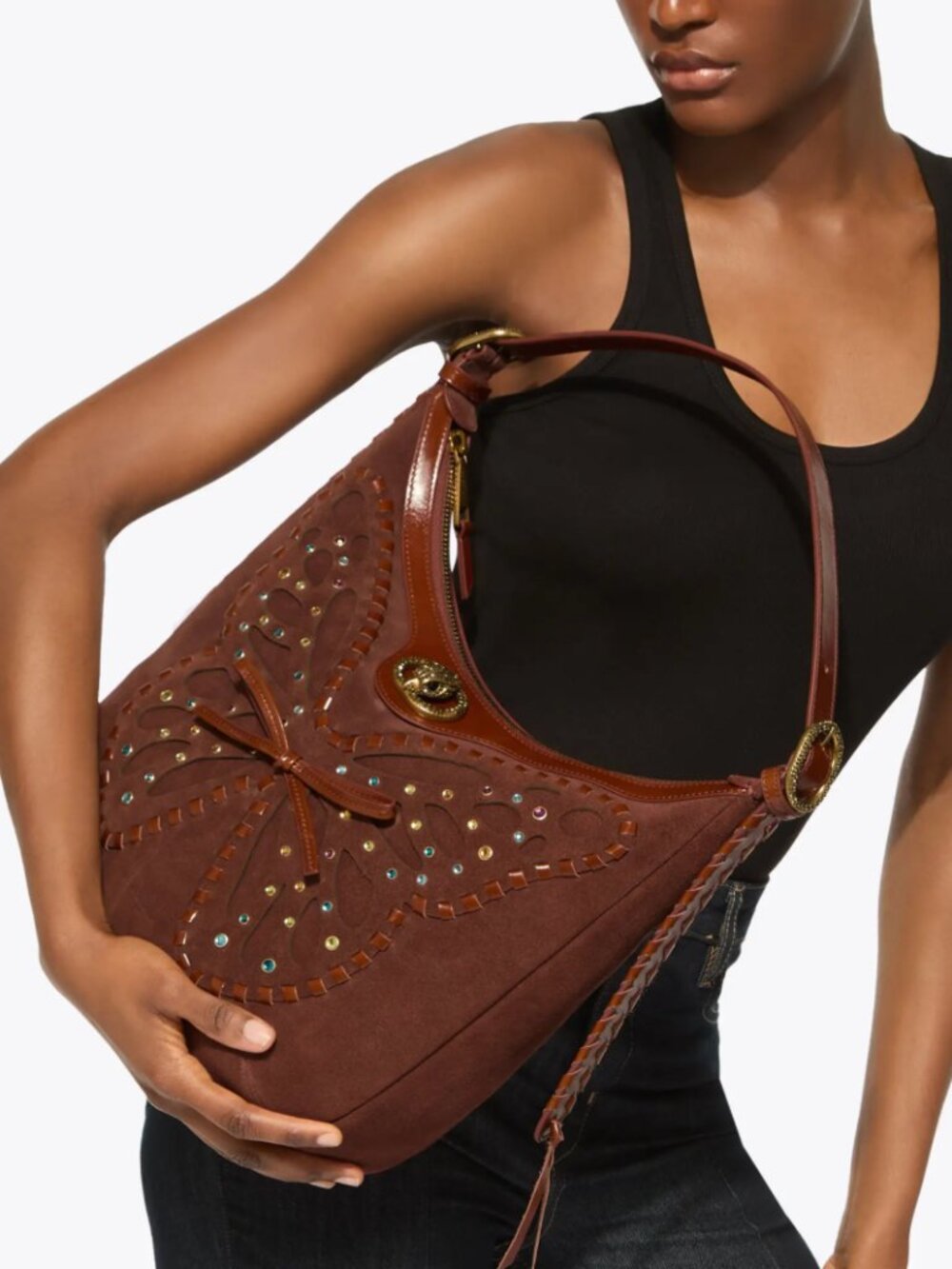 Kurt Geiger Leather Chelsea Hobo Butterfly Bag